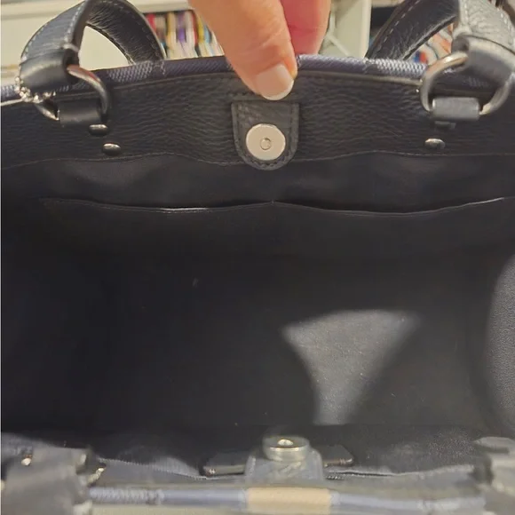 Coach Navy and Black Signature Tote - Picture 7 of 9